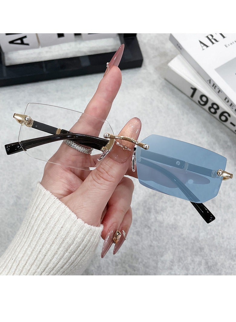 Gasin Trendy Rimless Jelly Color Sunglasses – UV Protection, Fashion Cut Edge Design, Photochromic Lenses, Blue Light Blocking - Image 1