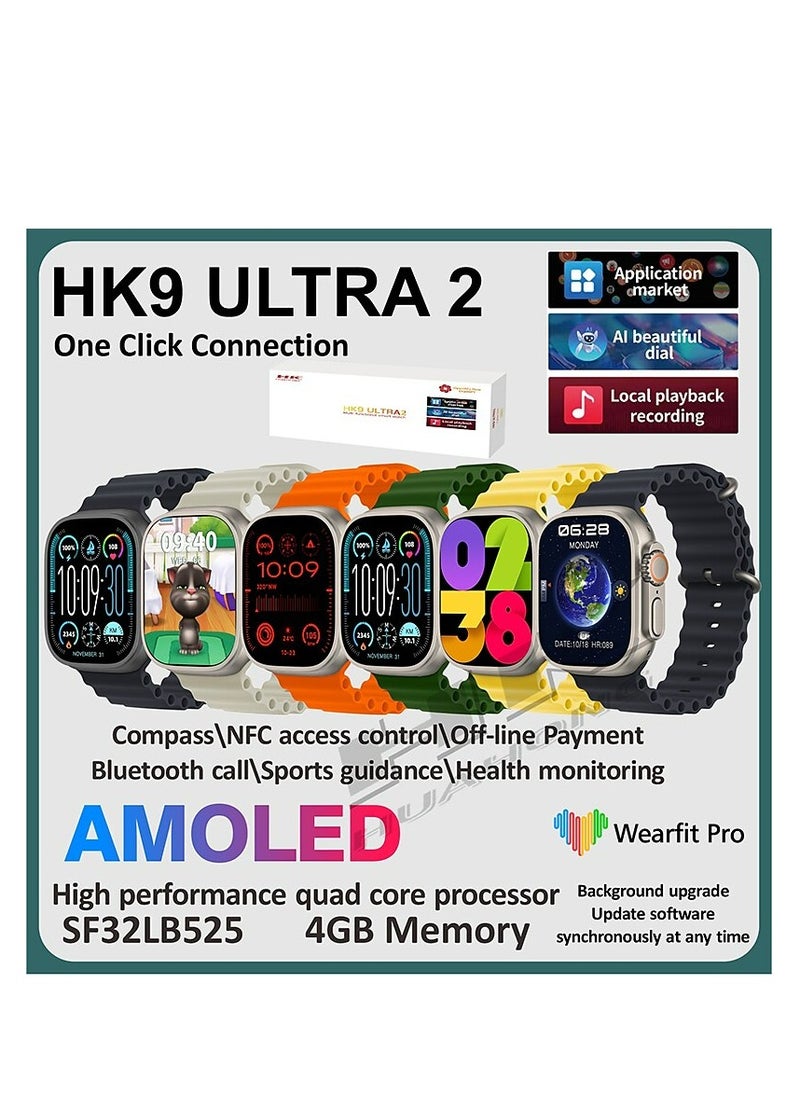 HK - HK9 ULTRA 2 Smart Watch 2.12 inch Smartwatch Fitness Running Watch Bluetooth Temperature Monitoring Pedometer Call Reminder Compatible with Android iOS Women Men Long Standby Hands-Free Calls - Image 1