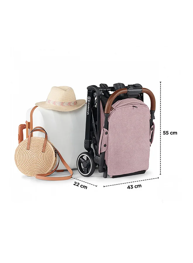Kinderkraft Nubi Stroller Pink, Lightweight, Compact, One - Click Fold, With Cup Holder And Five - Point Safety Harness