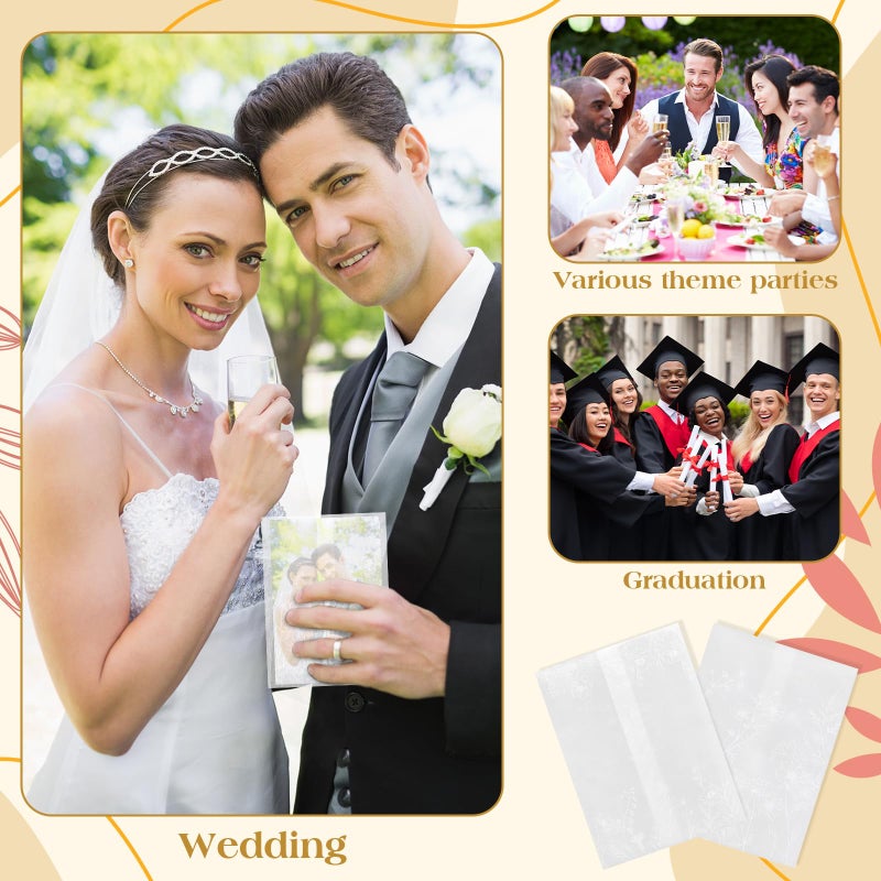 Marspark 100 Pcs Wedding Vellum Jackets for 5x7 Invitations Pre-Folded Wedding Invitations Kit Wildflower Wraps Translucent Paper Envelope Liners with Flower Pattern for Birthday Party(White) - Image 5
