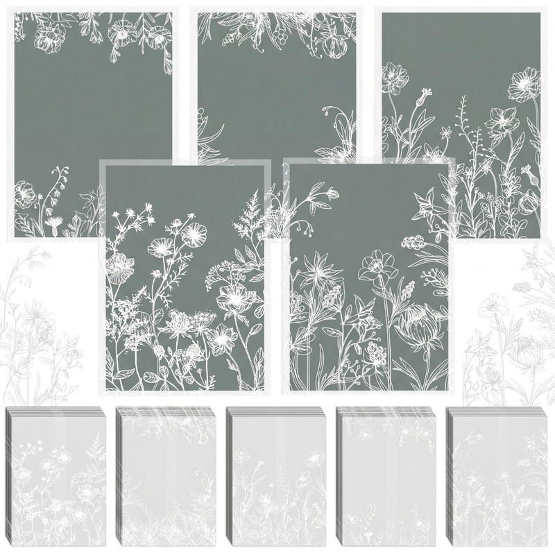 Marspark 100 Pcs Wedding Vellum Jackets for 5x7 Invitations Pre-Folded Wedding Invitations Kit Wildflower Wraps Translucent Paper Envelope Liners with Flower Pattern for Birthday Party(White) - Image 1
