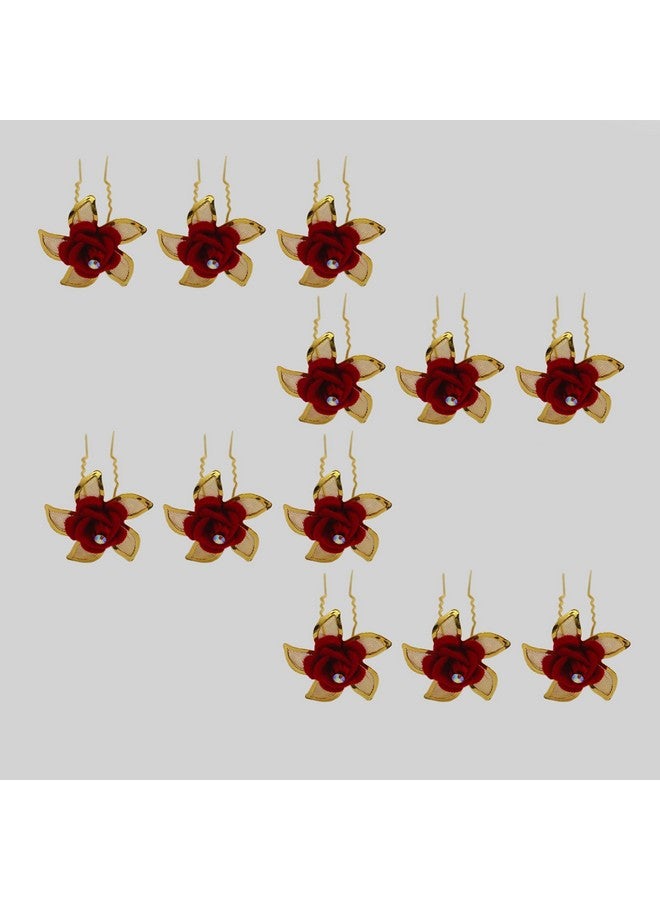 بارادايس دبابيس شعر Paradise® للنساء/إكسسوارات شعر العرائس للنساء والفتيات/دبابيس كبيرة من Juda للنساء (أحمر + ذهبي) - Image 1