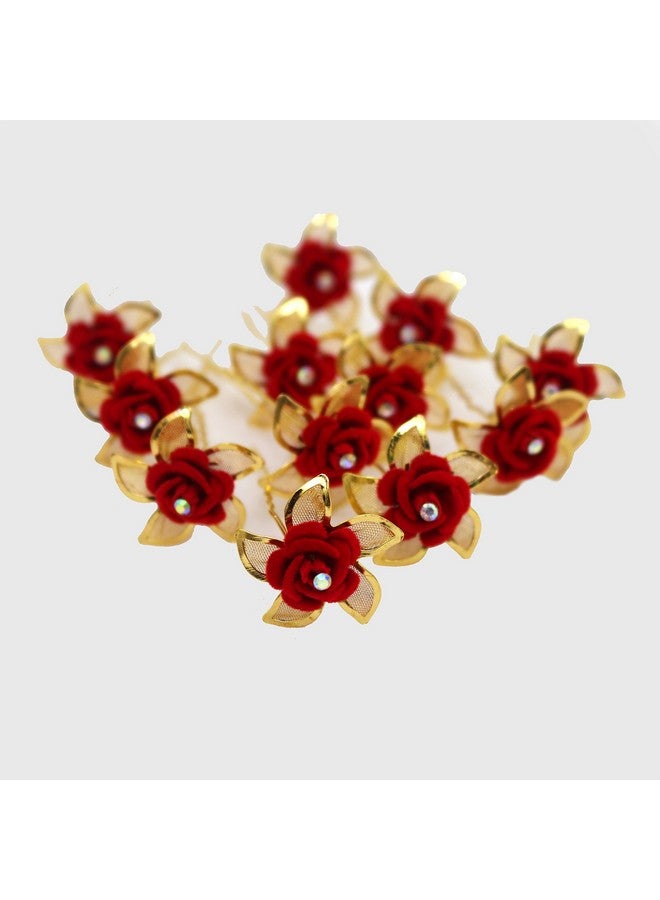 بارادايس دبابيس شعر Paradise® للنساء/إكسسوارات شعر العرائس للنساء والفتيات/دبابيس كبيرة من Juda للنساء (أحمر + ذهبي) - Image 3