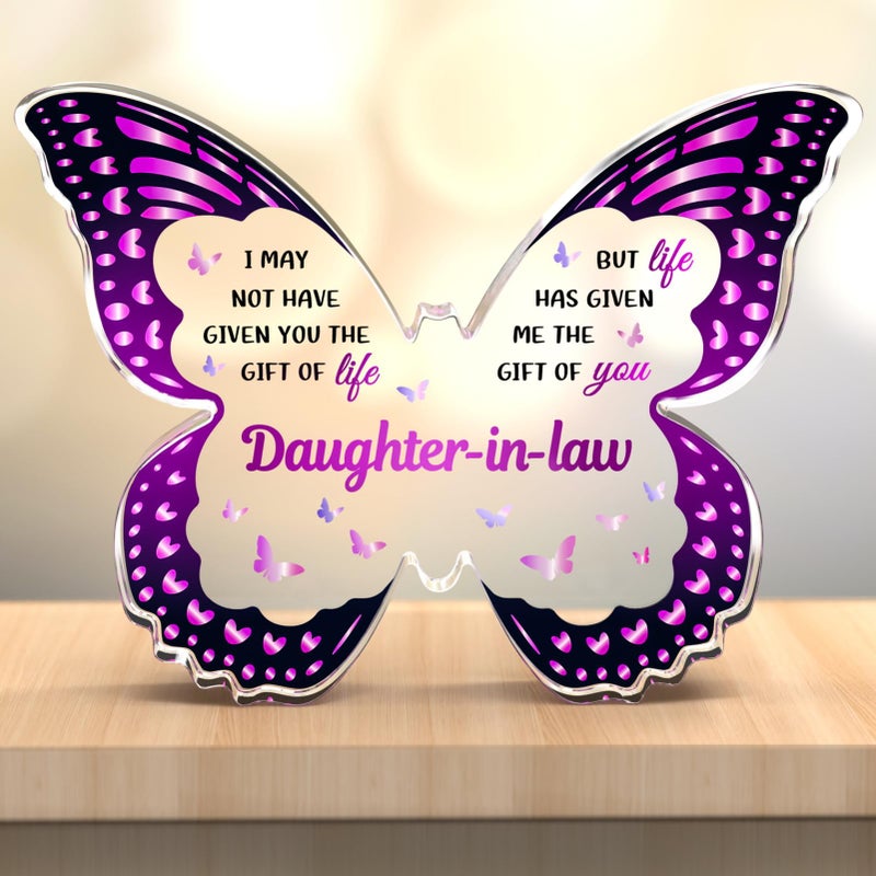 GLEEVERA Daughter In Law Gifts  Gifts for Daughter-in-law from Mother In Law for Birthdays Christmas Mothers Day Thanksgiving - Butterfly-shaped Acrylic Plaque Gifts - Image 1