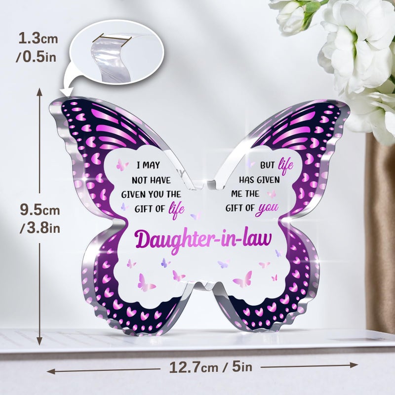 GLEEVERA Daughter In Law Gifts  Gifts for Daughter-in-law from Mother In Law for Birthdays Christmas Mothers Day Thanksgiving - Butterfly-shaped Acrylic Plaque Gifts - Image 3