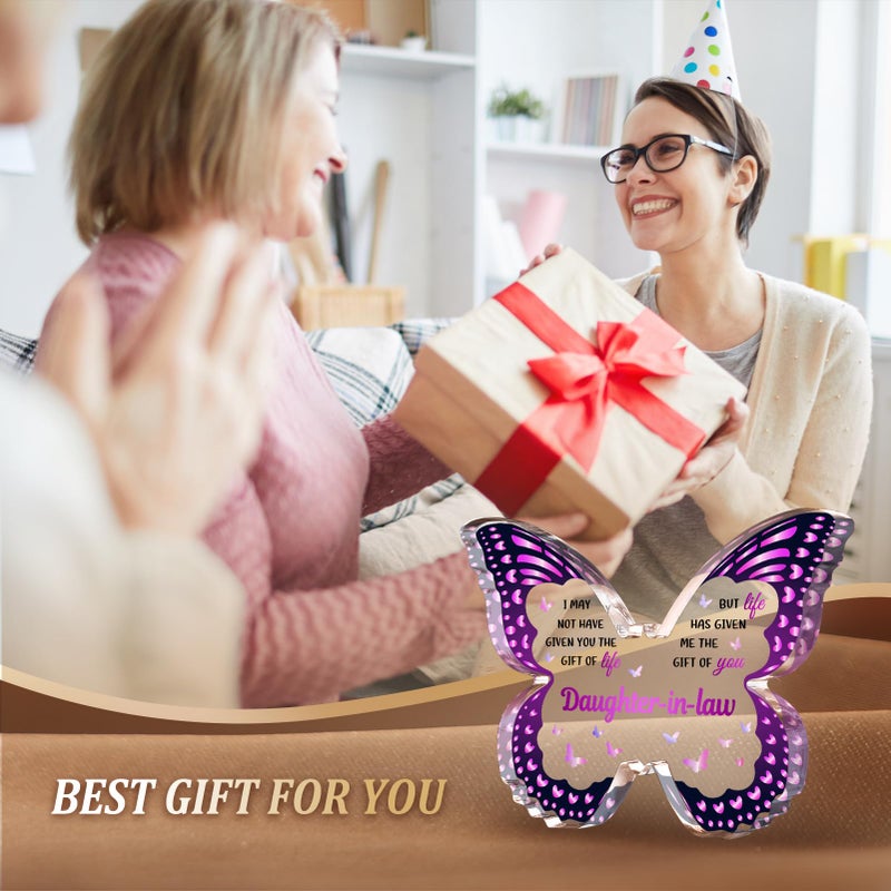 GLEEVERA Daughter In Law Gifts  Gifts for Daughter-in-law from Mother In Law for Birthdays Christmas Mothers Day Thanksgiving - Butterfly-shaped Acrylic Plaque Gifts - Image 2