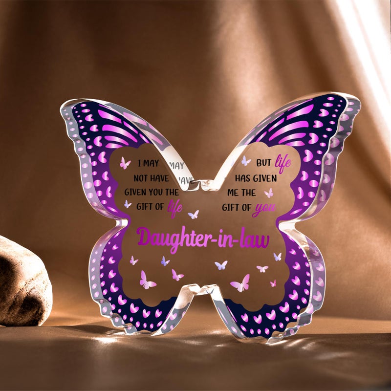 GLEEVERA Daughter In Law Gifts  Gifts for Daughter-in-law from Mother In Law for Birthdays Christmas Mothers Day Thanksgiving - Butterfly-shaped Acrylic Plaque Gifts - Image 4
