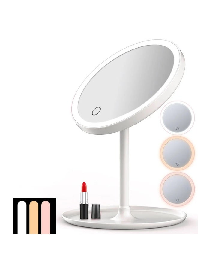 LED Makeup Mirror, Portable Foldable Lighted Vanity Mirror, Rechargeable Cosmetic Mirror（white） - Image 2