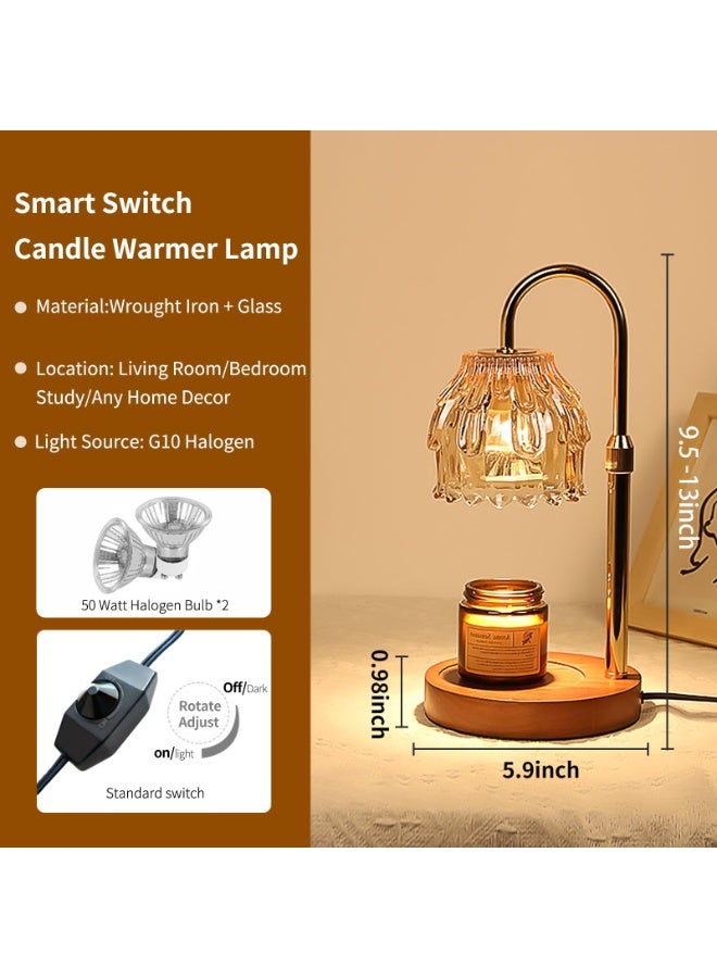 Walpck Candle Warmer Lamp  for Jar Scented Candles, Electric Wax Melt Warmer & 2 * 50W Bulbs - Safe Adjustable Brightness Nightstand Lamp for Home Decor, Mother's Day & Birthday Gifts - Image 2