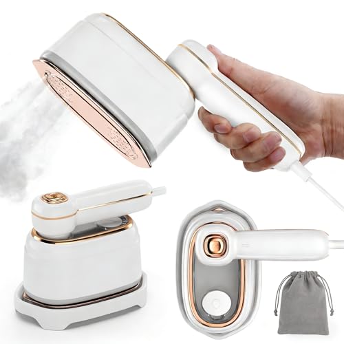 TEKI Travel Steamer for Clothes, 1200W Mini Travel Iron with Steam, Handheld Rotary Garment Iron, Wrinkle Remover, 10s Fast Heating, White, 1 Piece - Image 1