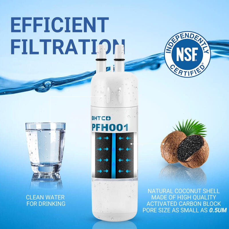 BHTCD Water Filter Replaces WRS325SDHZ/ WRS325FDAM/ WRS325SDHW/ WRS325SDHB/ WRS325FDAW/ WRS325FDAB/ WRS325SDHV Model for Whirlpool Refrigerator- NSF Certified(3Pcs) - Image 2