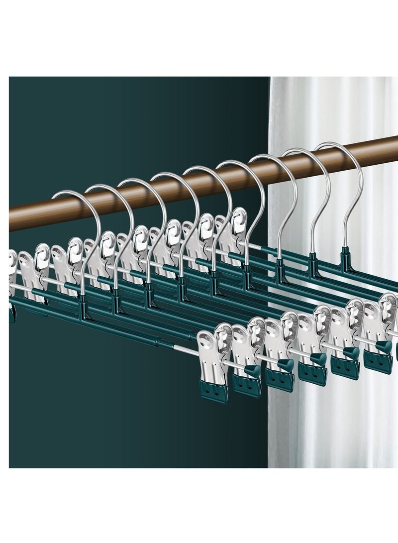 SYOSI Pants Hangers with Clips Skirt Hangers Adjustable Clip Hangers Non Slip Metal Adult Baby Kids Space Saving Clothes Hangers for Closet Shorts Bottom Jeans Trouser Leggings 10 Pack  - Image 1