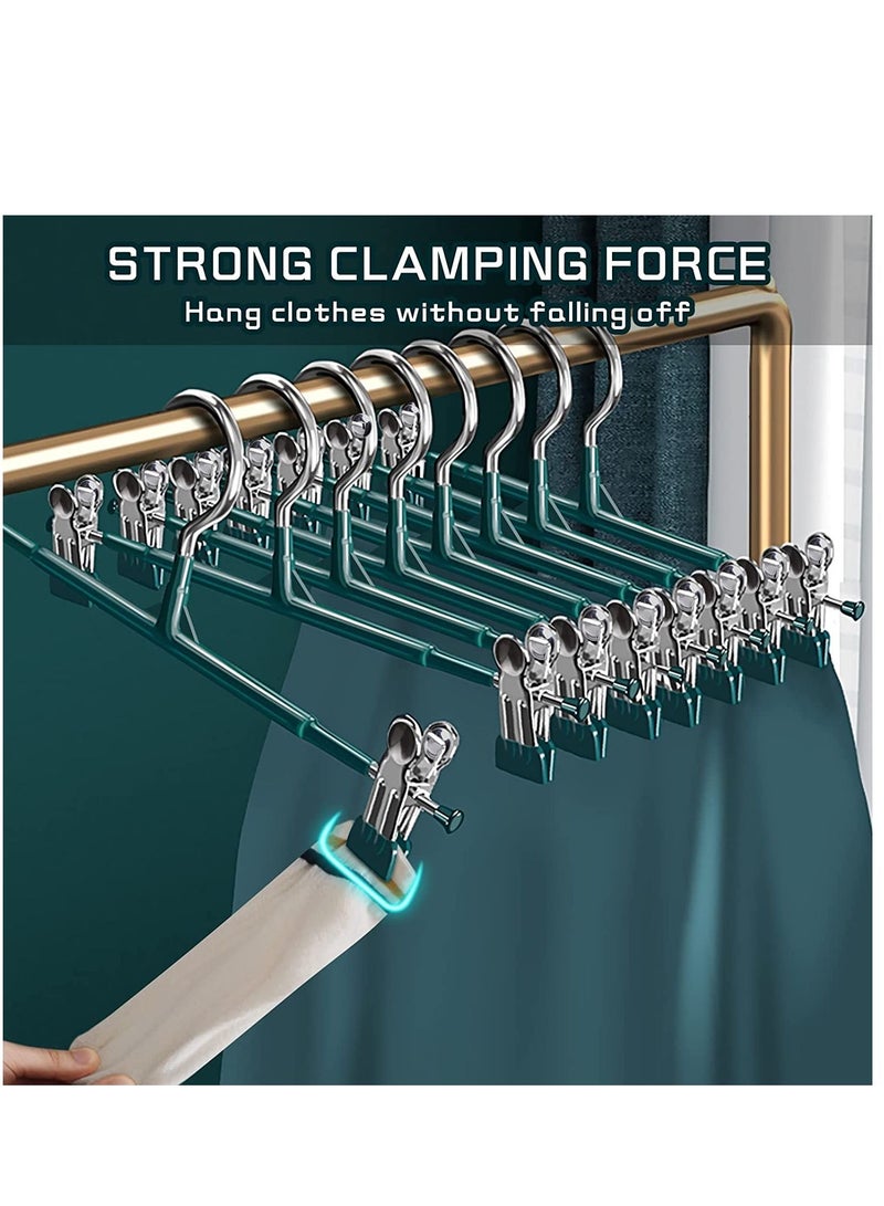 SYOSI Pants Hangers with Clips Skirt Hangers Adjustable Clip Hangers Non Slip Metal Adult Baby Kids Space Saving Clothes Hangers for Closet Shorts Bottom Jeans Trouser Leggings 10 Pack  - Image 2