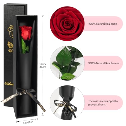 Yamonic Preserved Flowers Rose Gifts for Women Mom, Mothers Day Rose Flower Gifts for Mom, Forever Real Flowers Birthday Mom Gifts for Her, Grandma, Girlfriend, Wife Gifts for Anniversary (Red) - Image 3