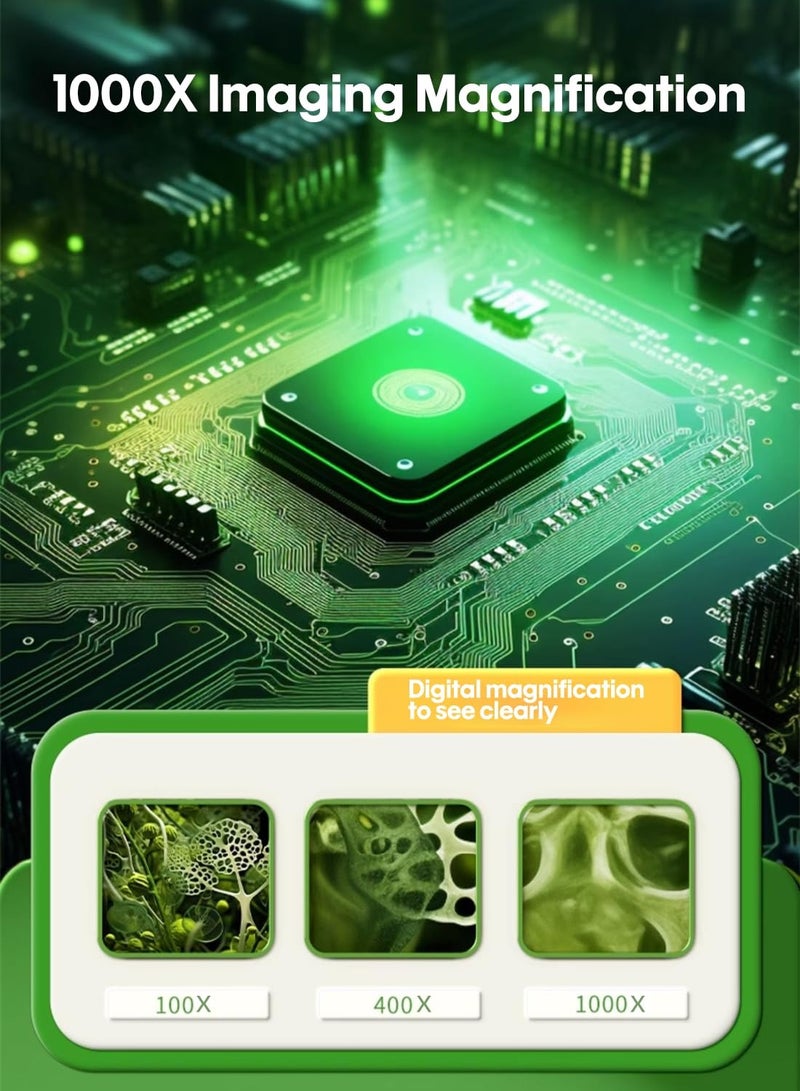 Excefore ميكروسكوب محمول للأطفال، ميكروسكوب مصغر محمول، كاميرا ميكروسكوب عالية الدقة بقوة 1000X قابلة للشحن للأطفال، شاشة LCD بحجم 2.4 بوصة، ميكروسكوبات مختبرية ستيريو محمولة، هدية علمية تعليمية محمولة - Image 3