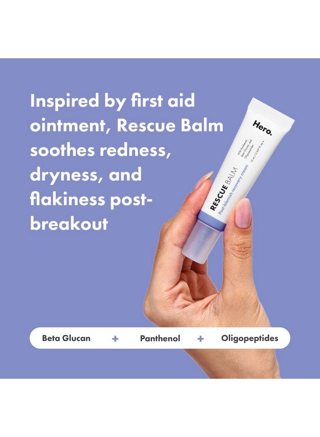 مايتي باتش كريم Hero Cosmetics Rescue Balm Post-Blemish Recovery Cream - مغذي ومهدئ مكثف للبشرة الجافة والمحمرة بعد ظهور البثور - تم اختباره من قبل أطباء الجلدية (50 مل، 1.69 أونصة سائلة) - Image 2