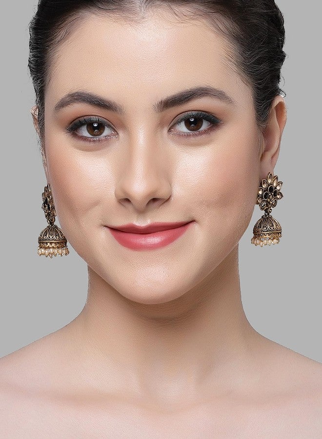 كارات كارت أقراط جومكي سوداء مطلية بالذهب العتيق من كارات كارت للنساء - Image 4
