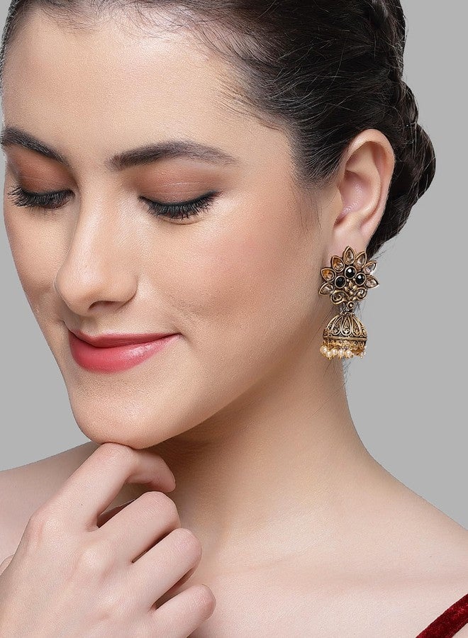 كارات كارت أقراط جومكي سوداء مطلية بالذهب العتيق من كارات كارت للنساء - Image 3