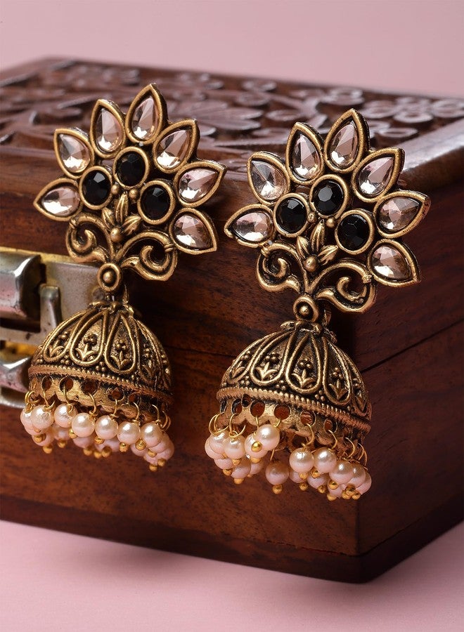 كارات كارت أقراط جومكي سوداء مطلية بالذهب العتيق من كارات كارت للنساء - Image 2
