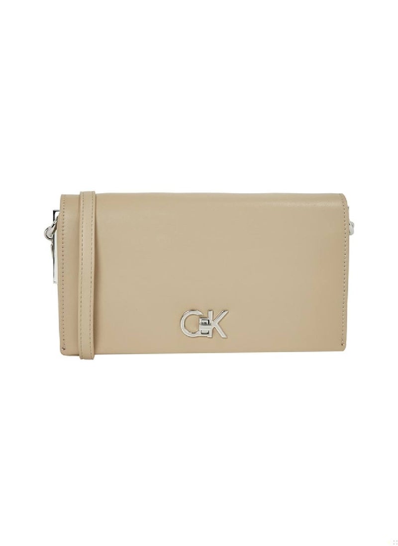 CALVIN KLEIN - Women's Crossbody Wallet Bag - Polyester Blend, Beige - Image 1