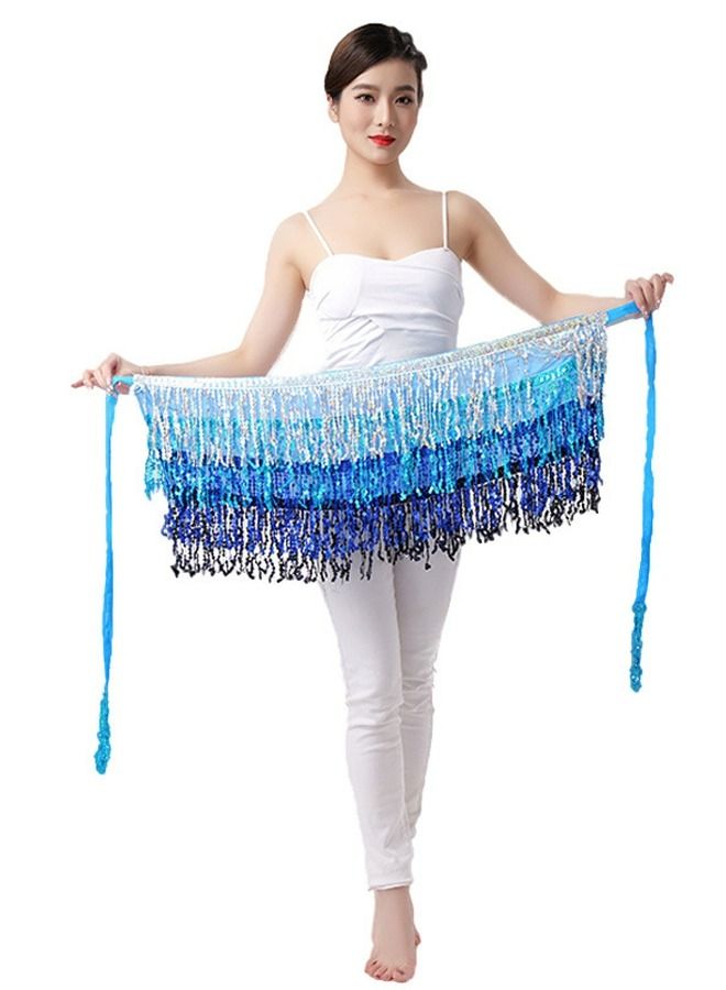 Loquat Sequin Fringe Waist Chain Skirt Sparkly Belly Dance Tassel Waist Wrap Belt Skirts Party Rave Costume Multicolor