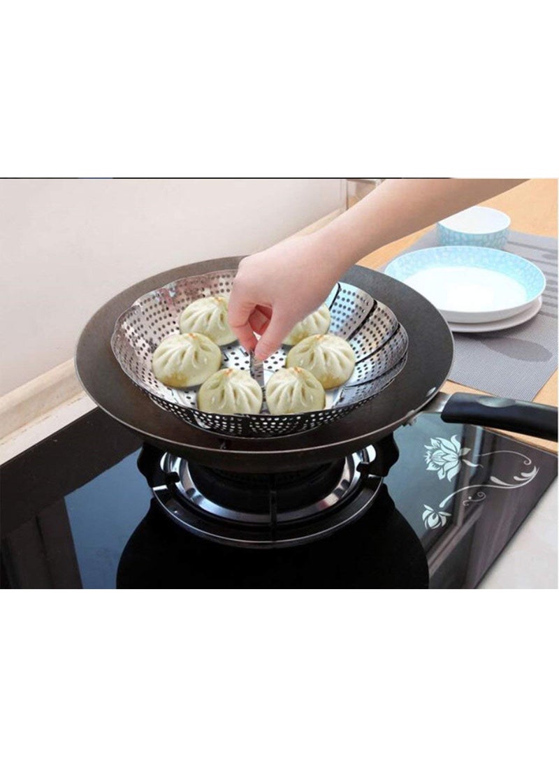 PURCHASE ZONE PURCHASE ZONE Vegetable Steamer Basket Multifunctional Stainless Steel Rice Sieve with Handle Steam Basket for Pot Kitchen Cooking Tools for Steaming Dumpling Eggs Corns Pack of 1  - Image 3