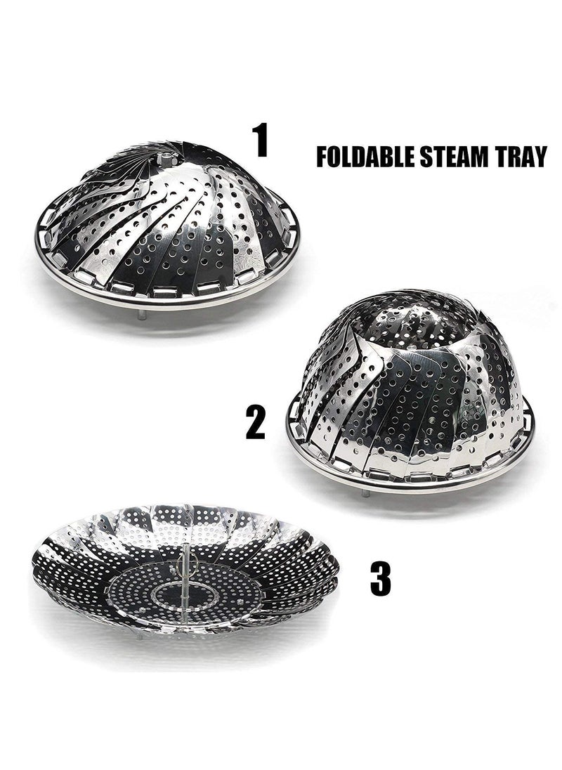 PURCHASE ZONE PURCHASE ZONE Vegetable Steamer Basket Multifunctional Stainless Steel Rice Sieve with Handle Steam Basket for Pot Kitchen Cooking Tools for Steaming Dumpling Eggs Corns Pack of 1  - Image 2