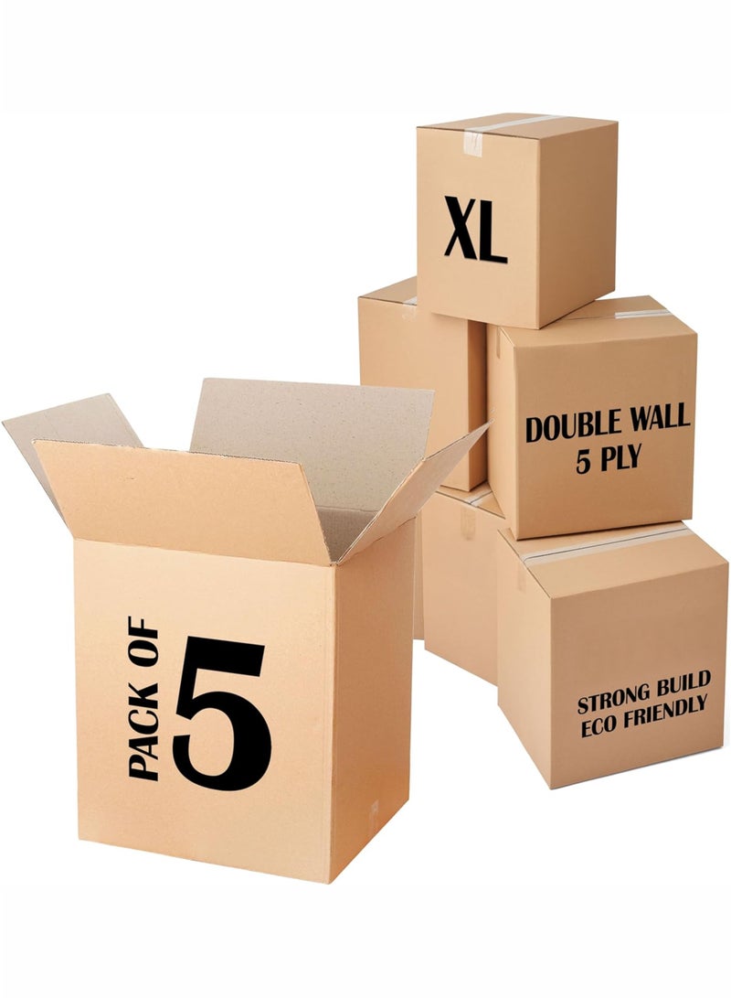 Toshionics 5 Pieces of Heavy Duty 5-Ply Corrugated Cardboard Shipping Boxes Double Wall Recyclable Large Storage Box Use for Mailing Krafts  Durable Packaging House Moving Supplies Multi-Use Brown Strong Cardboard Box 45x70x45cm - Image 5