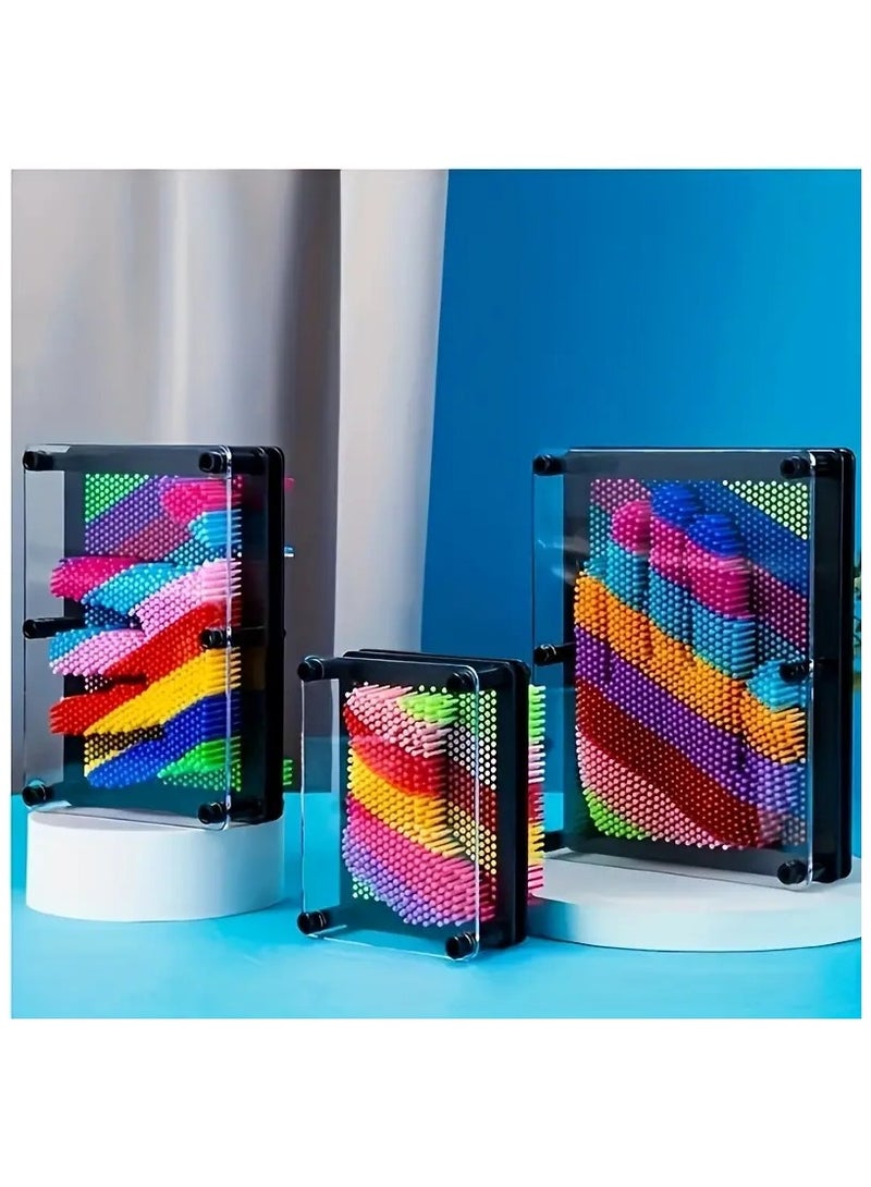 1pc Rainbow 3D Pin Art Toy - Stimulating Sensory Play, Interactive Handprint Creation Board - Educational Fun for Birthday, Back to School, Childrens Day & Christmas - A Vibrant, Creative Gift Idea(MEDIUM SIZE) - Image 4