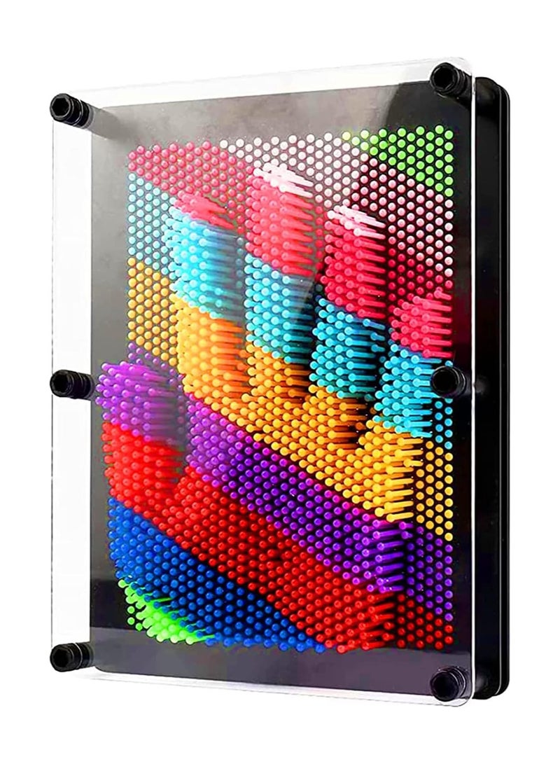 1pc Rainbow 3D Pin Art Toy - Stimulating Sensory Play, Interactive Handprint Creation Board - Educational Fun for Birthday, Back to School, Childrens Day & Christmas - A Vibrant, Creative Gift Idea(MEDIUM SIZE) - Image 1