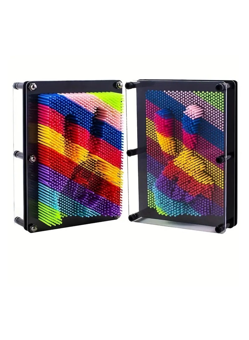 1pc Rainbow 3D Pin Art Toy - Stimulating Sensory Play, Interactive Handprint Creation Board - Educational Fun for Birthday, Back to School, Childrens Day & Christmas - A Vibrant, Creative Gift Idea(MEDIUM SIZE) - Image 3