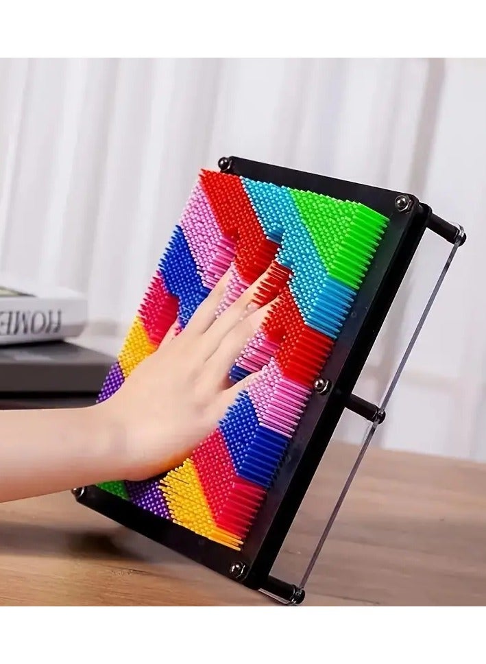 1pc Rainbow 3D Pin Art Toy - Stimulating Sensory Play, Interactive Handprint Creation Board - Educational Fun for Birthday, Back to School, Childrens Day & Christmas - A Vibrant, Creative Gift Idea(MEDIUM SIZE) - Image 2