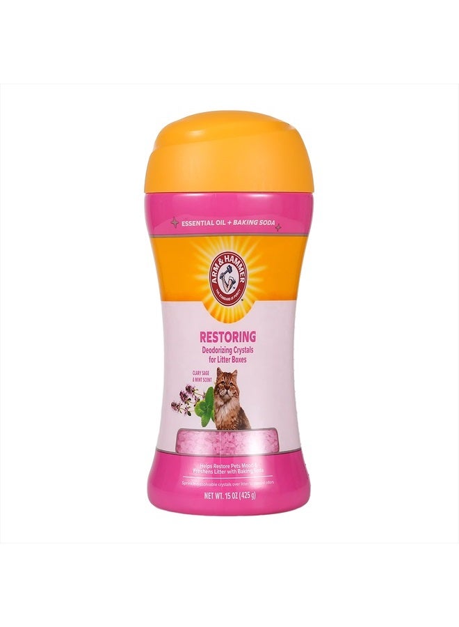 Arm & Hammer بلورات رمل القطط المعطرة لإزالة الروائح | مزيل الروائح المعاد تنشيطه برائحة المريمية والنعناع | مزيل الروائح للصندوق، 15 أونصة - Image 1