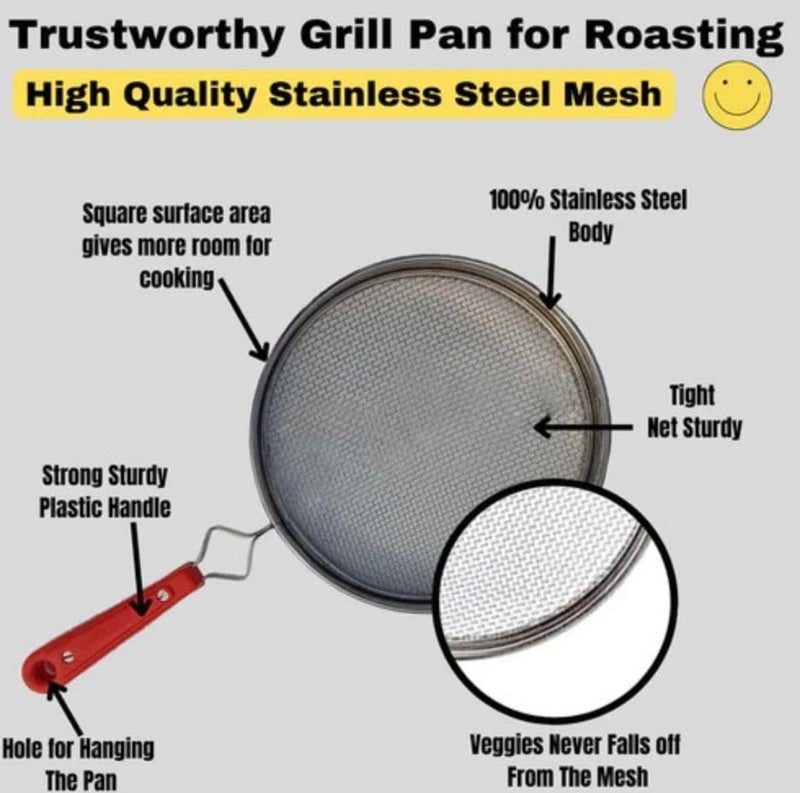 Stainless Steel Pulka Grill Pan with Red Handle for Gas Stove  - Image 3