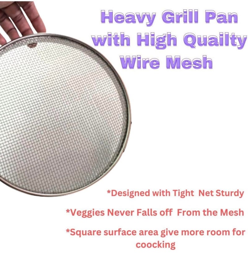 Stainless Steel Pulka Grill Pan with Red Handle for Gas Stove  - Image 5