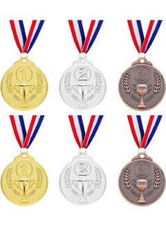 Generic 6PCS Number Medals, Gold Silver Bronze Winner Medals with Ribbon, Winner Awards 1st 2nd 3rd Metal Medals, Olympic Style Winner Awards for Sports, Party, Tournaments, ,Competitions（Diam：2 inch）  - Image 1