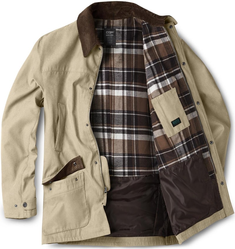CQR Men's Flannel Shirt Jacket Long Sleeve, Winter Warm Outdoor Casual Plaid Jacket Coat with Pockets, Suede Huntsman Aged Barrel, X-Large - Image 1