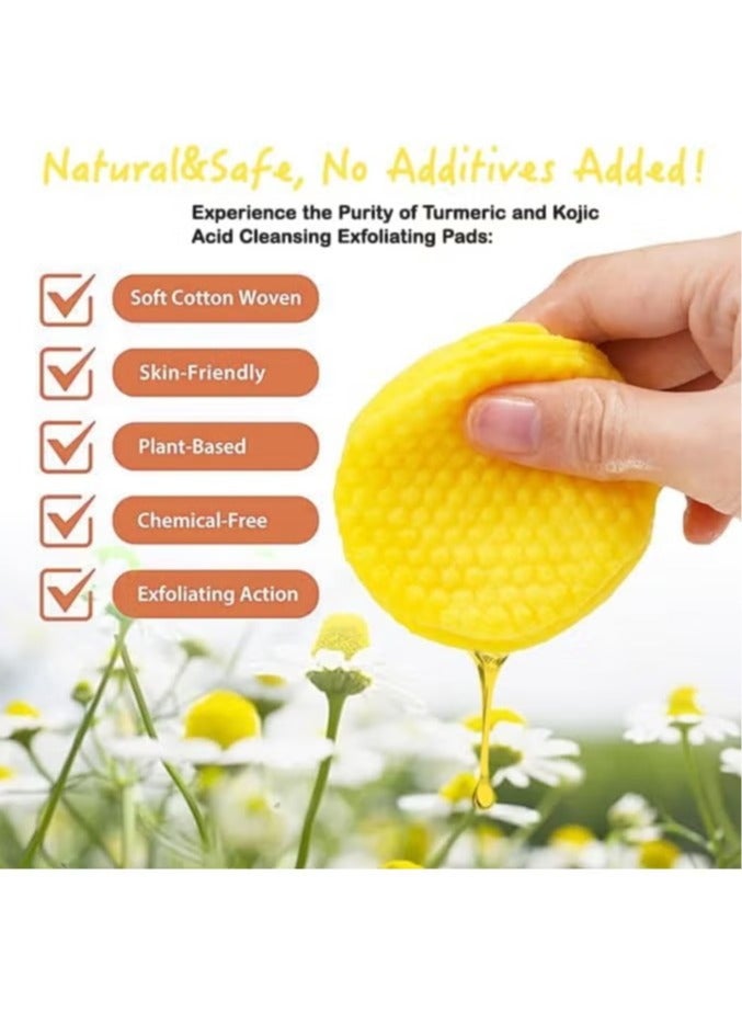 40Pcs Kojic Acid & Turmeric Cleansing Pads For Dark Spots | Turmeric Kojic Acid Cleansing Pads Helps Balance Skin Oil & Water, Fade Spot, Remove Excess Keratin, Clean oil Refines Pores