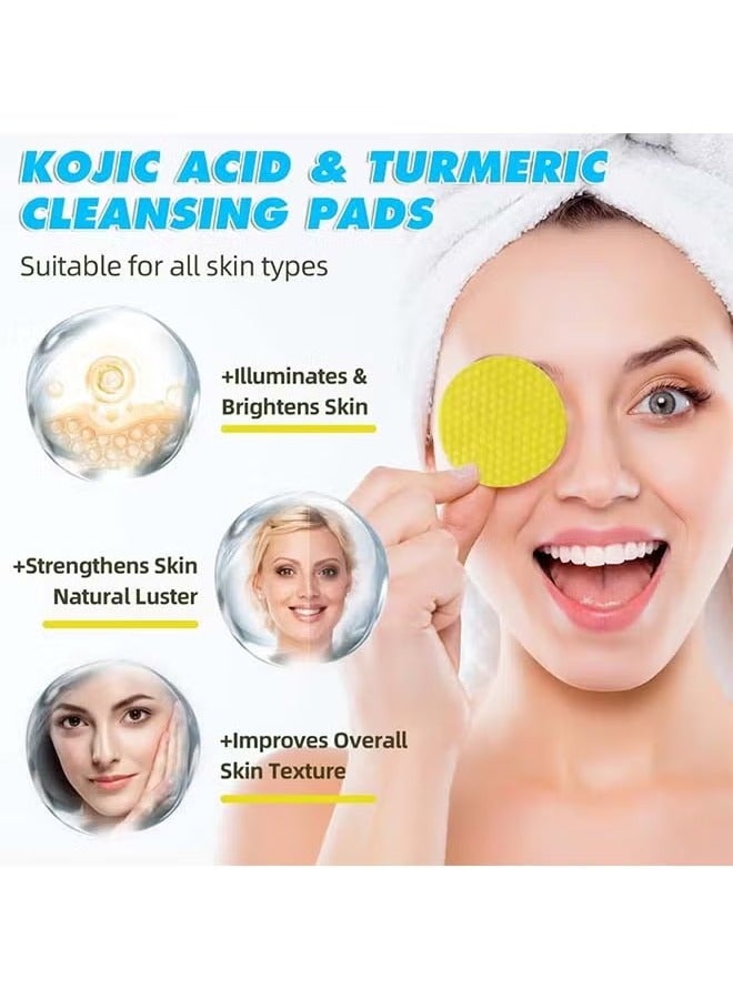 40Pcs Kojic Acid & Turmeric Cleansing Pads For Dark Spots | Turmeric Kojic Acid Cleansing Pads Helps Balance Skin Oil & Water, Fade Spot, Remove Excess Keratin, Clean oil Refines Pores