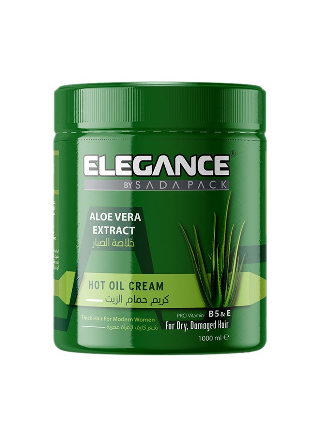 Elegance Elegance Hot Oil Cream with Aloe Vera (1000ml) - Hair Repair, Growth, and Deep Conditioning Treatment with Vitamin B5 and E  - Image 2