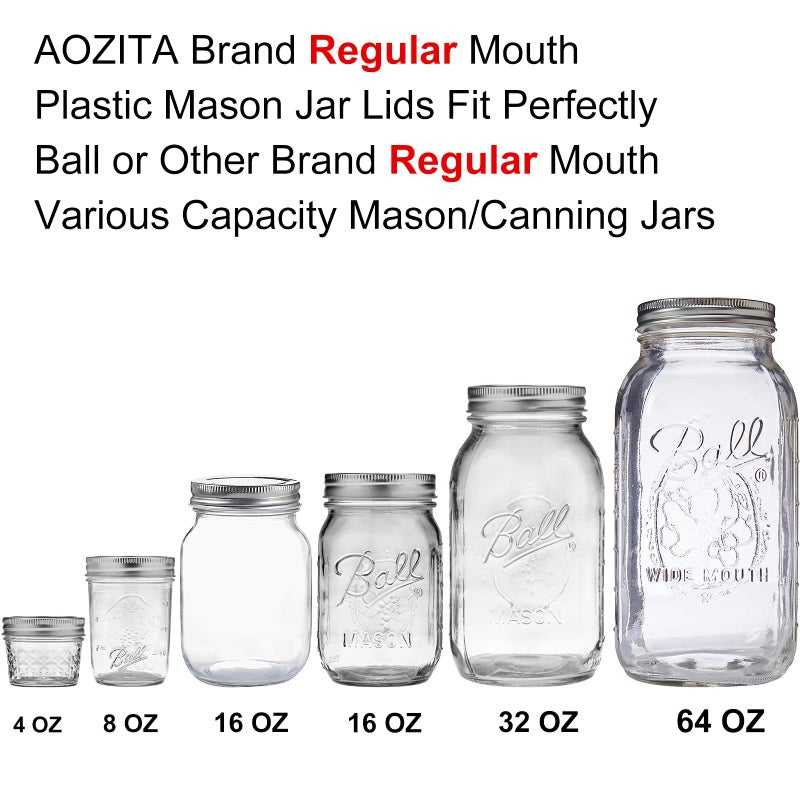 Aozita 12 Pack REGULAR MOUTH Mason Jar Lids for Ball, Kerr and More - Multicolor Plastic Storage Caps for Mason Jars, Canning Jars - Leakproof, Dishwasher Safe & Food Grade - Image 5