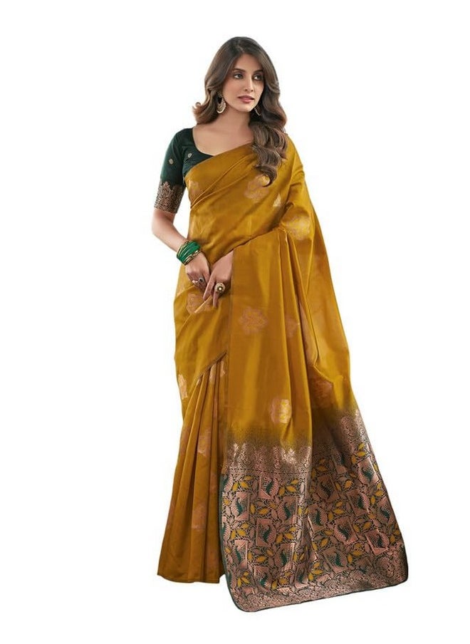 SIRIL Women's Banarasi Silk Jacquard Saree With Unstiched Blouse Piece (3696S107_Turmeric) - pzsku/Z7FD684667A110290A183Z/45/_/1740118110/1964c557-35ac-4cb9-a7a3-e5c96877e2c5