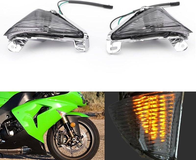 Areyourshop Front Turn Signals Lens for Kawasaki ZX14R, ZX10R, ZX636/ZX6R, Ninja 650F, Concours (Smoke) - Image 2