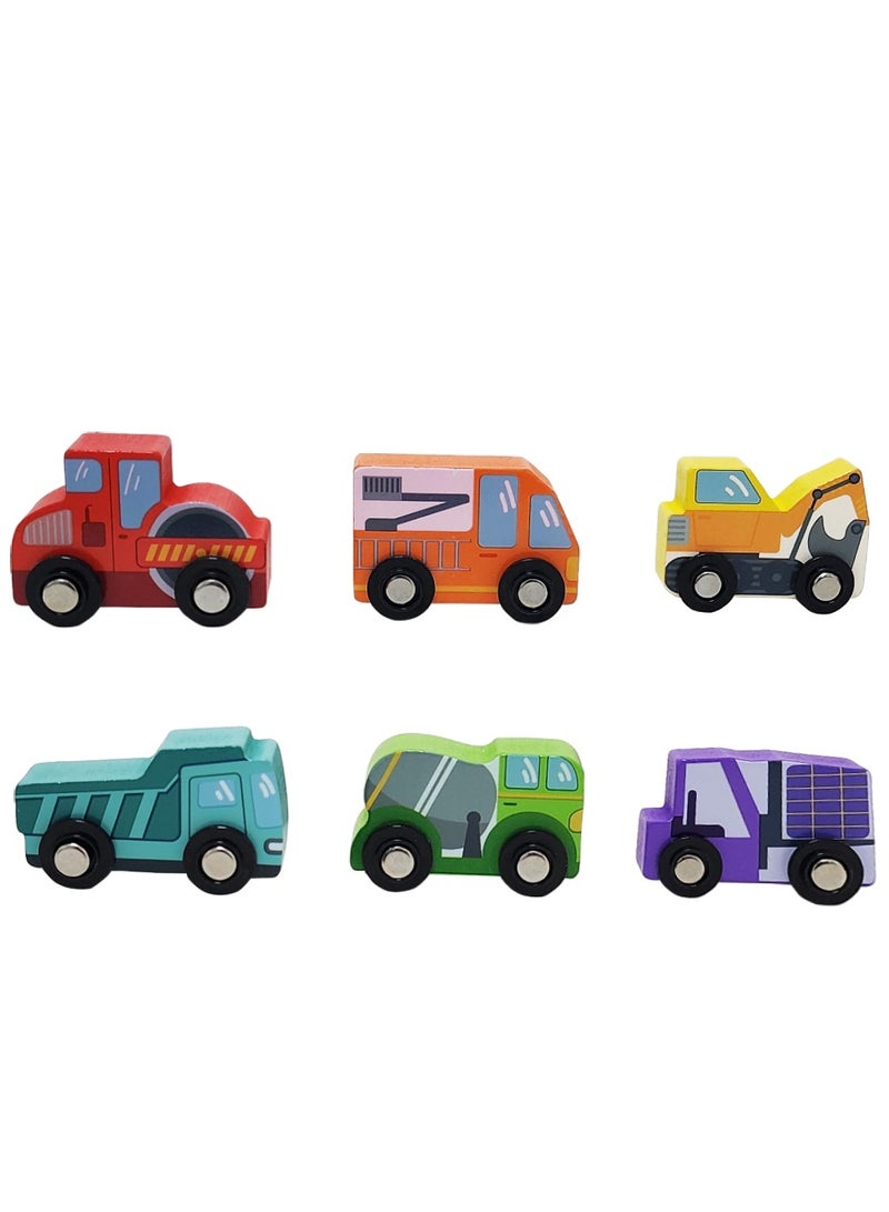 Factory Price 6 Pieces Wooden Mini Car Set - B - Image 1