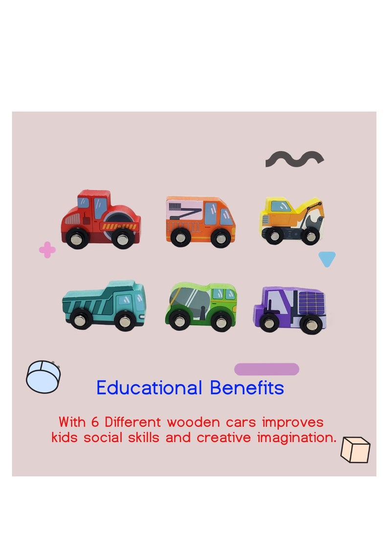 Factory Price 6 Pieces Wooden Mini Car Set - B - Image 2