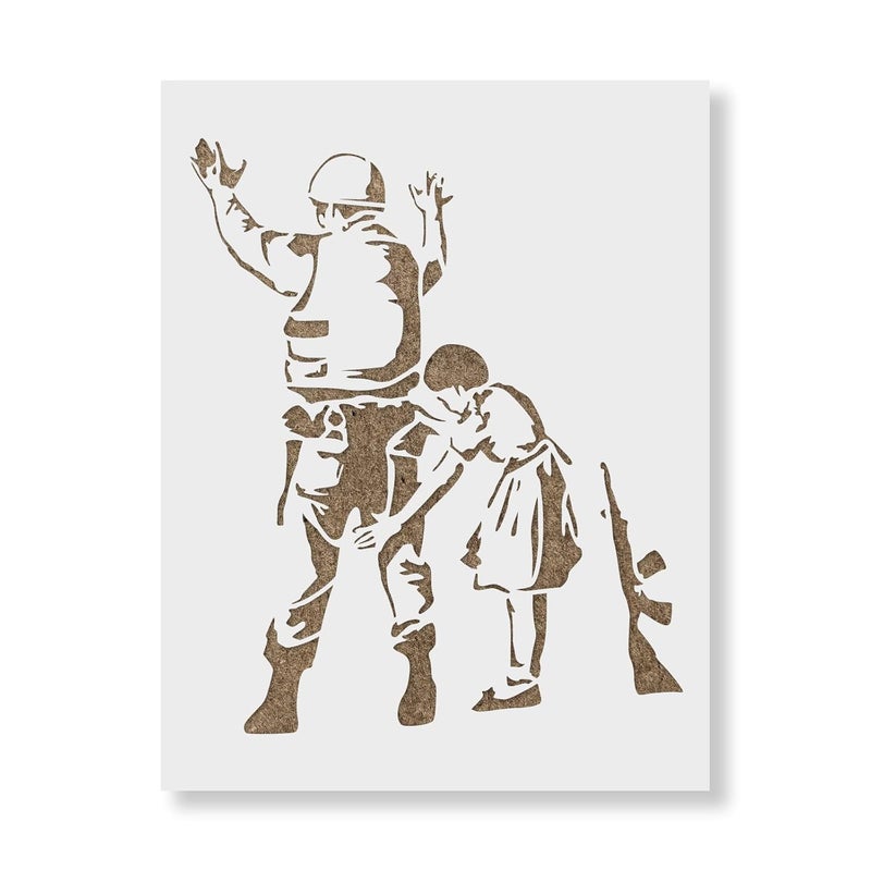 Soldier Girl Banksy Stencil Durable for Crafting Impactful Urban Art Banksy Stencils Banksy Wall Art