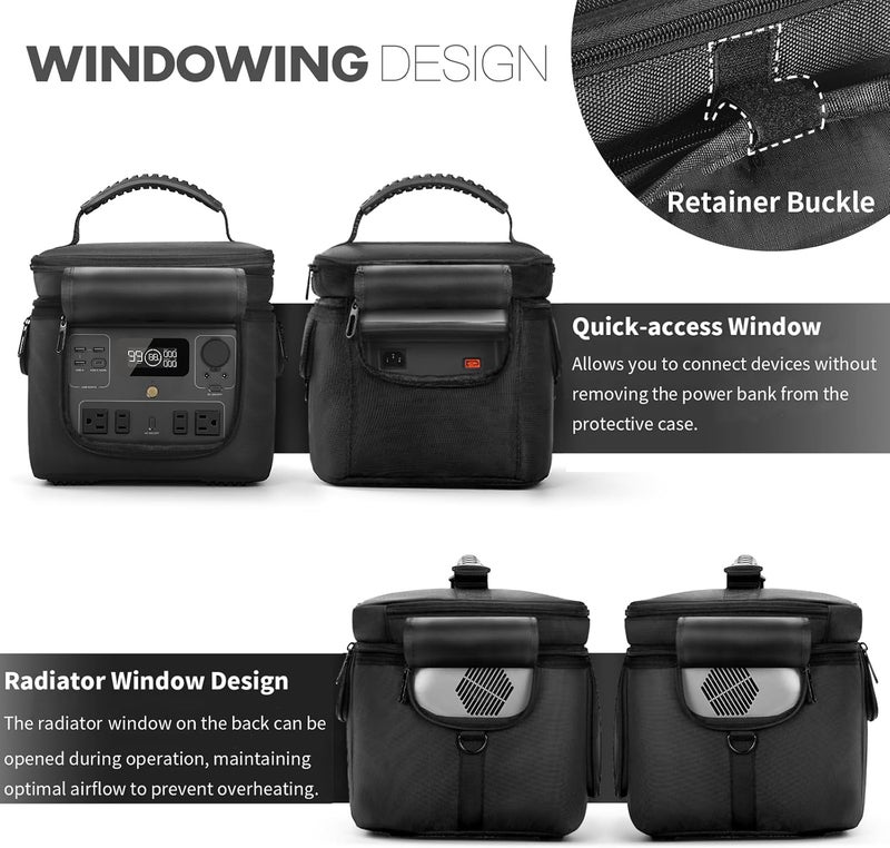 EUGOOCX Carrying Case Compatible with ECOFLOW River River 2 MAX Portable Power Station, Travel Storage Bag with Zipper Windows for Generator, Charging Cable and Accessories - Image 4