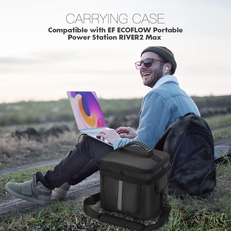 EUGOOCX Carrying Case Compatible with ECOFLOW River River 2 MAX Portable Power Station, Travel Storage Bag with Zipper Windows for Generator, Charging Cable and Accessories - Image 2