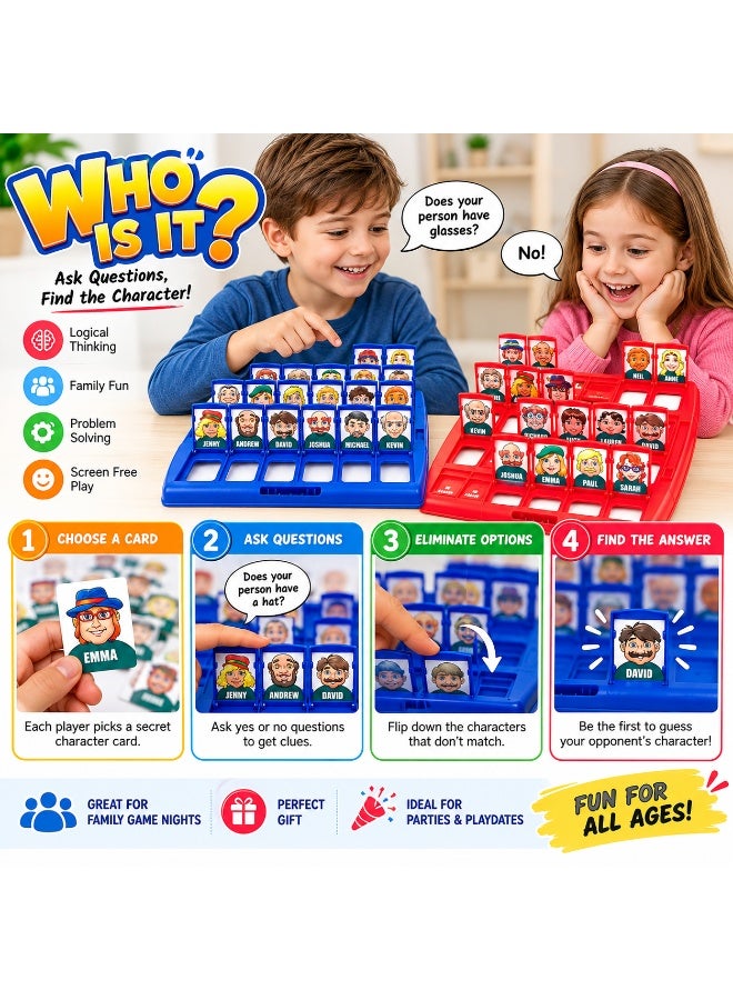 Twisoo Who Is It Guessing Board Game for Kids, Classic Guess Who Family Game with Character Cards, Interactive Question & Answer Game for Children, Family Game Night & Parties - Image 2