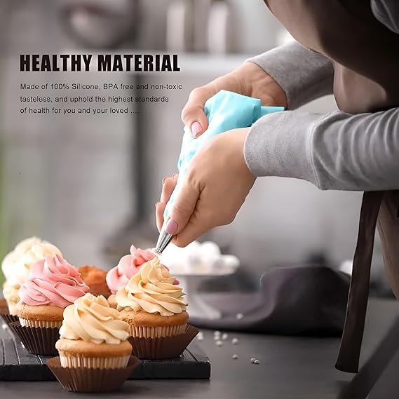 SHOPECOM Cake Baking and Making Tools Combo for Cake Decoration at Home Kitchen and Bakery Cake Decorating Kit for Beginners 32 Piping Bags 3 Icing Scrapers 2 Spatulas Reusable Disposable Pastry Bag - Image 3